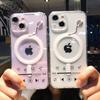 Чехол для телефона с магнитной беспроводной зарядкой Magsafe и музыкальным плеером для iPhone 16 Pro Max 15 13 12 11 14 Plus Прозрачный Мягкий Противоударный Чехол