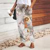 Women Flower Printing Pants Lace Up Elastic Waist Loose Trousers Casual Long Pants Trousers with Pockets