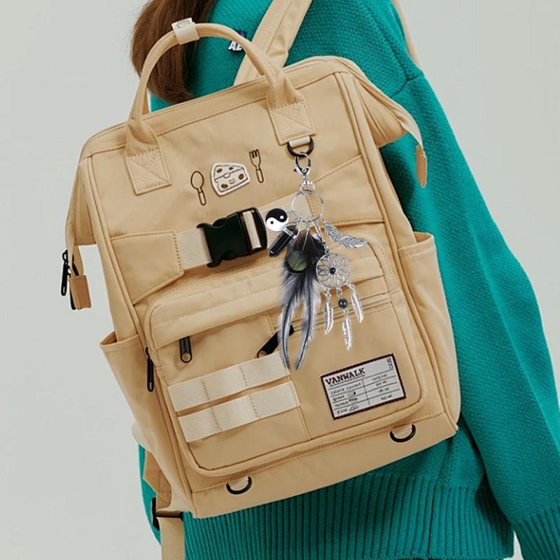 1Pc Dreamnet Catcher Wall Hanging Decoration Feather Handmade Keychain Jewelry Pendant Craft Key Holder Tassel