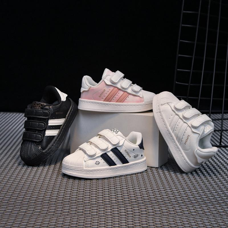 2025 Spring and Autumn New Children's Shell Head Casual Board Shoes Girls' Four Seasons Little White Shoes Boys' Velcro Sneakers