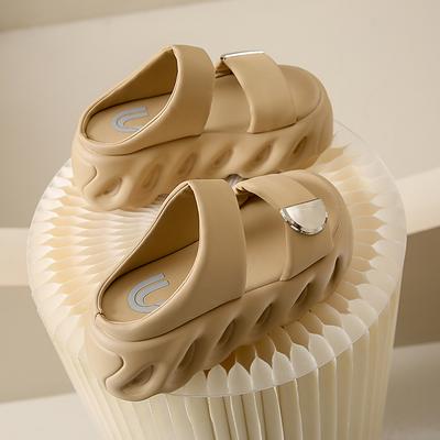 Модные шлепанцы на высокой платформе 7,5 см Женские летние модные новые увеличивающие рост кожаные сандалии Повседневные мягкие шлепанцы на танкетке Каблуки Пляжная обувь