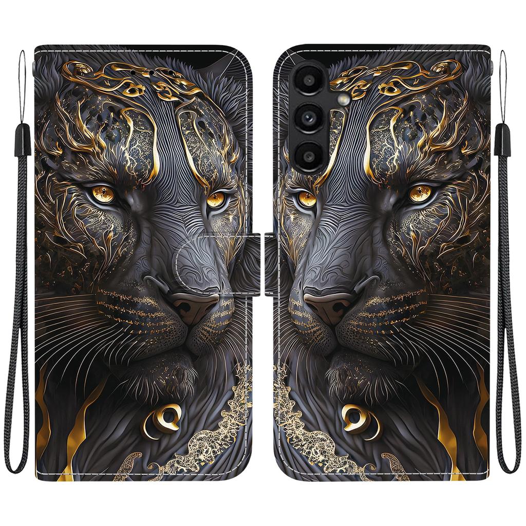 Чехол-книжка из искусственной кожи ручной работы для Samsung Galaxy A15 4G/5G (A155F/A156B/A156E)- Противоскользящий ударопрочный чехол с ремешком на запястье и дизайнами в виде сердец/роз и кошек