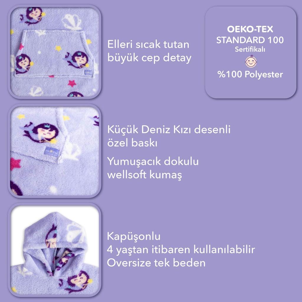 Milk&Moo Русалочка Носимое одеяло-худи для детей Мальчики Девочки Фиолетовый