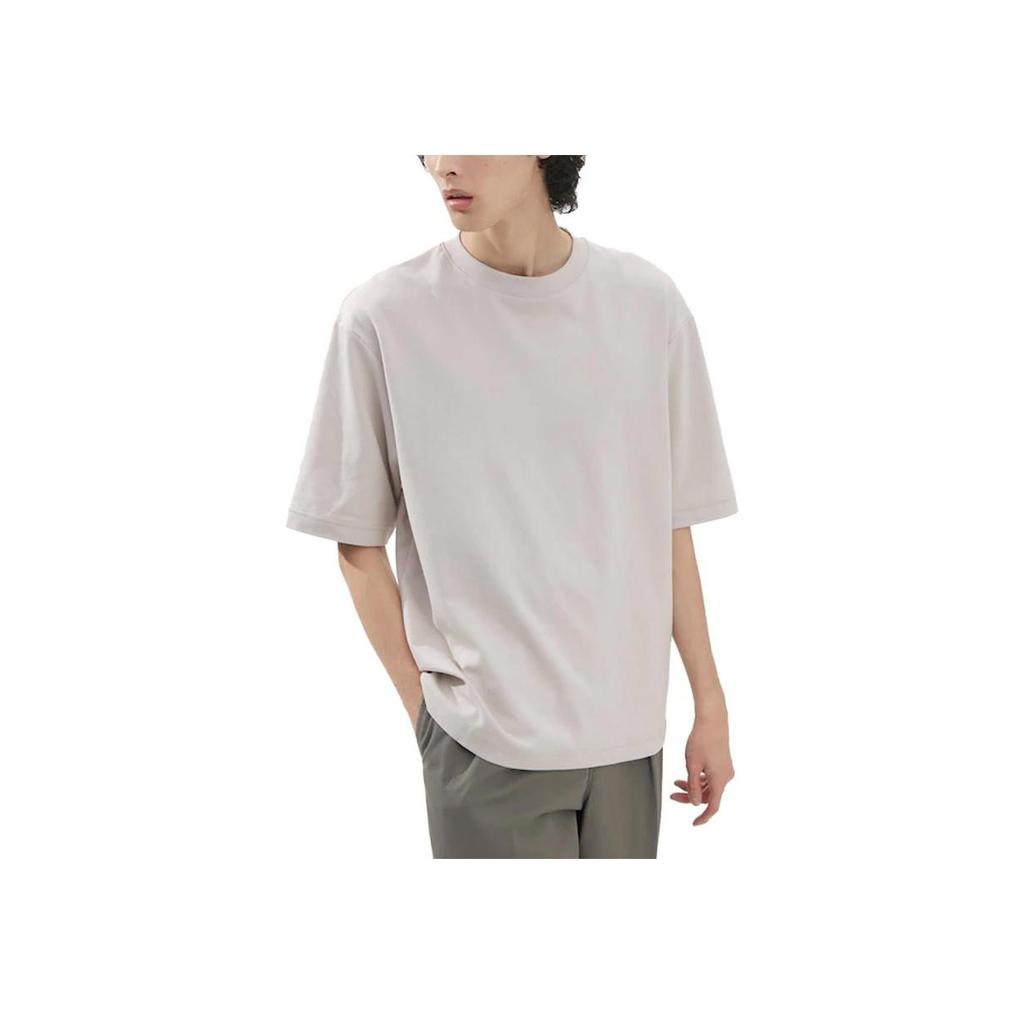 Uniqlo Однотонная футболка унисекс с круглым вырезом и коротким рукавом серии U Светло-серый 455359-02