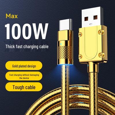 Spot Gold Geek 120W Супербыстрая зарядка Светящийся кабель для передачи данных для устройств Type-C, Apple и Android