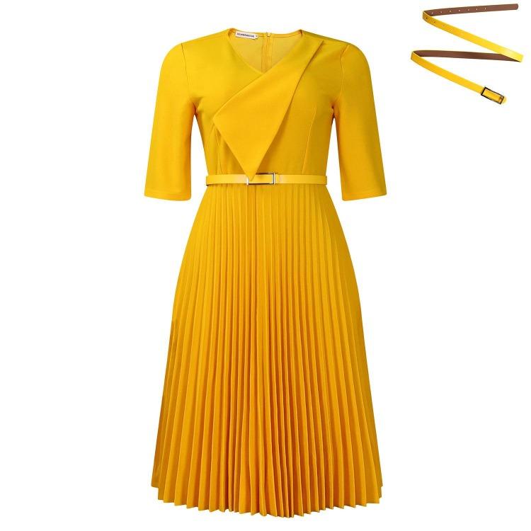 2024 African Inspired Womens V Neck Pleated Dress Fashionable Solid Color Design