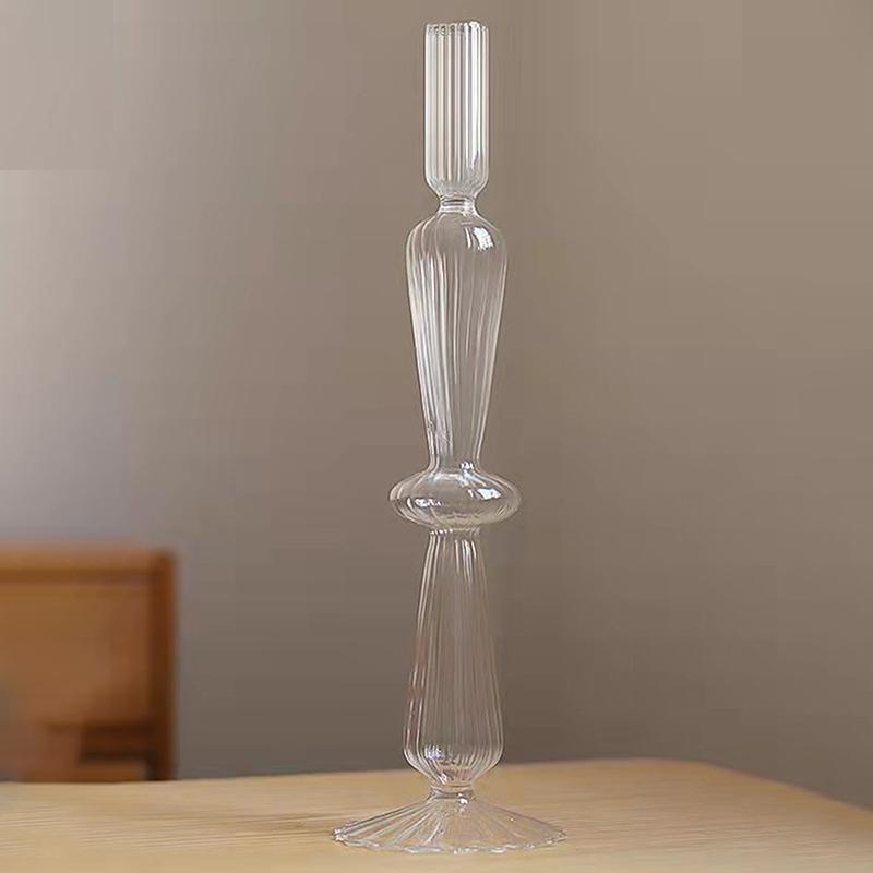 Полосатый многокольцевой подсвечник, водная стеклянная ваза, красочный прозрачный подсвечник