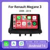 Для Renault Megane 3 Fluence Samsung SM3 2008 - 2014 9" Android 14 Carplay автомобильный радиоприемник навигация GPS мультимедийный плеер wifi+4G BT