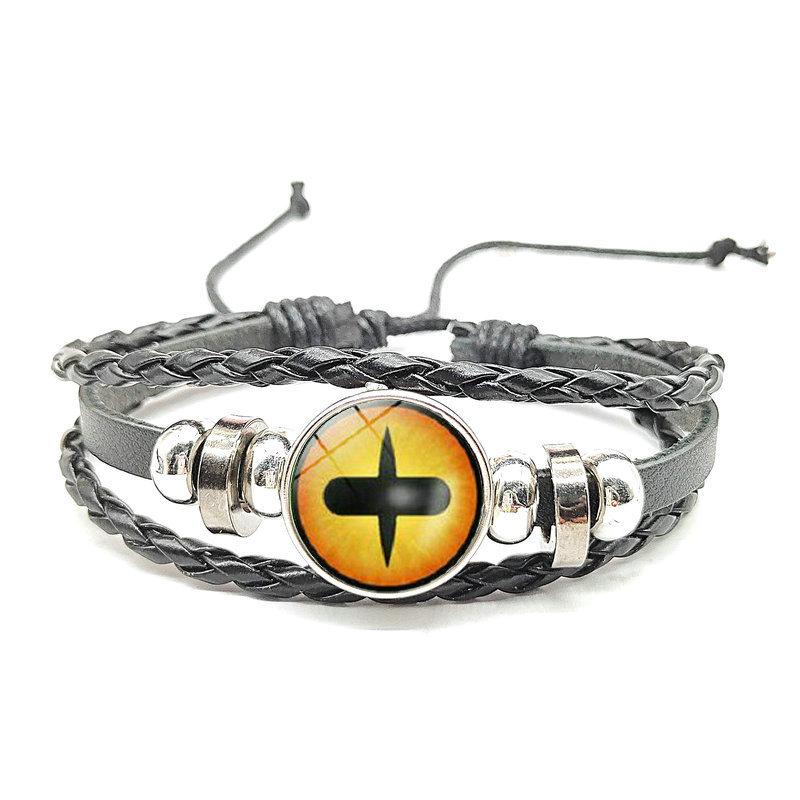 Браслет из черной многослойной кожи с камнем времени в стиле Наруто Мори