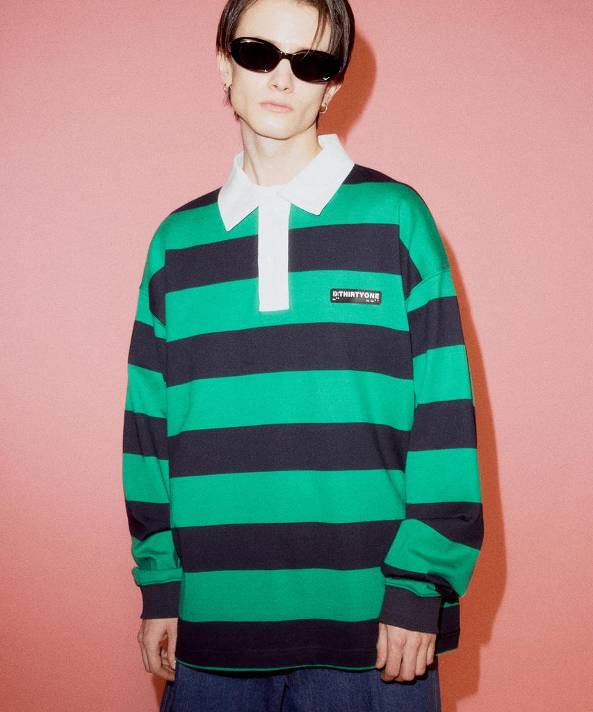 DTHIRTYONE Stripe Rugby Polo (Green)