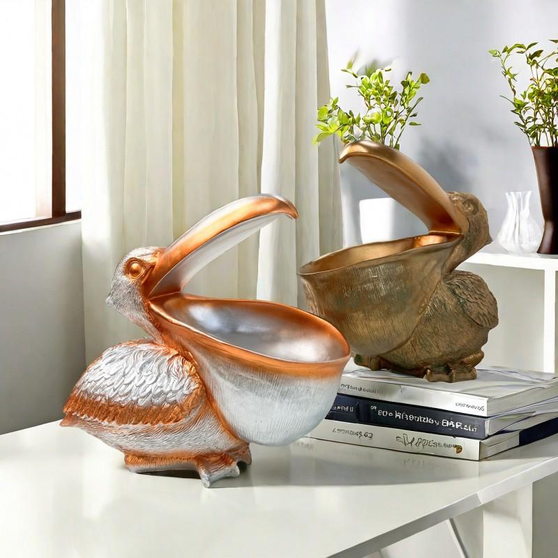 Modern Nordic Style Pelican Key Holder Decorative Resin Figurine Living Room Entryway Home Organization