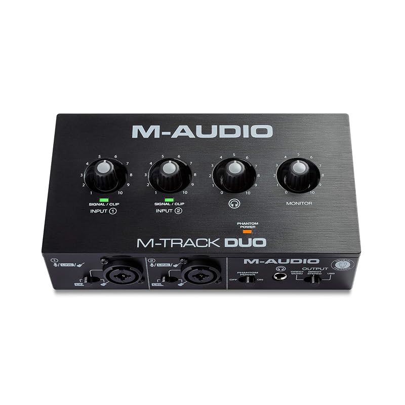 M-Audio USB Audio Interface with Music Production Software (Mac, Win, DTM, DAW) - Low Noise, Live Streaming, Playback, Home Recording - M-Track Duo