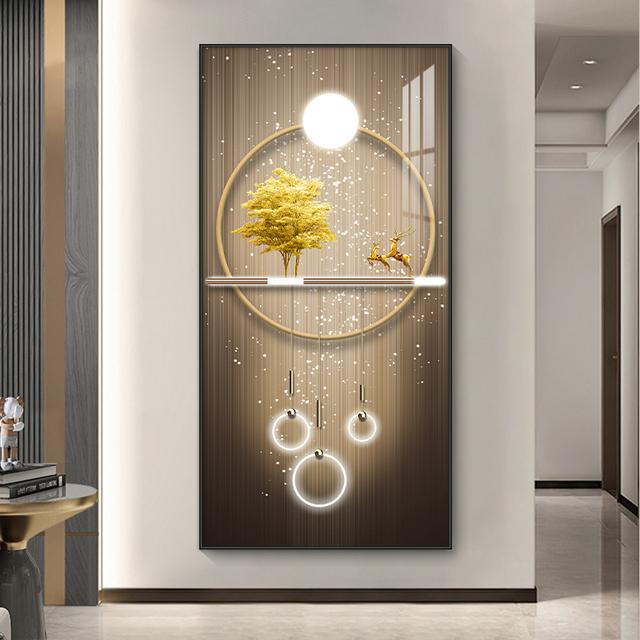 Абстрактная роскошная золотая картина на холсте, богатое дерево, свет, настенное искусство, постеры с оленями и принты для гостиной, крыльца, декора коридора