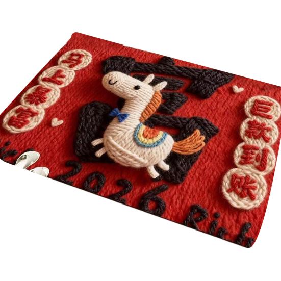 Красный коврик на китайский Новый год 2026 год Лошади Коврик для душа Нескользящий Приветственный коврик для входной двери для гостиной Прихожей Передней двери Кухни Ванной комнаты