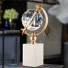 Позолоченная Статуэтка Хрустальный Шар в Форме Глобуса Мраморное Основание Поделки Скульптура Настольное Украшение Орнаменты Эстетика Комнаты Декор Произведение Искусства