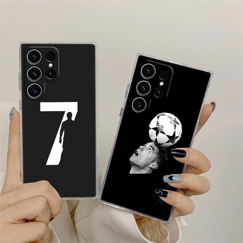 Прозрачный чехол C-R-7 Dark Football для Samsung Galaxy S26 S25 S24 S23 Ultra S20 S21 FE S22 Plus S26 Ultra S25FE 5G Мягкая крышка для телефона