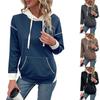 Autumn Casual Tops Multicolor Hooded Long Sleeve Colorblock Sweatshirt Women