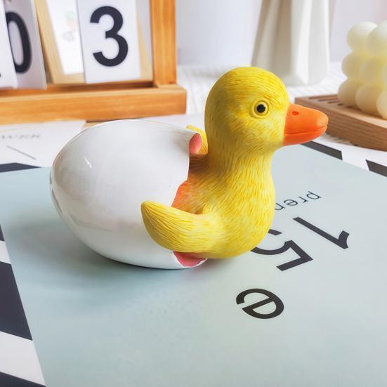 Статуэтка желтого утенка, статуэтка утки из смолы, водонепроницаемая мини-утка, украшение для цветочного горшка, стола, украшение для сада феи
