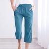 Fashion Women Fashion Casual Solid Color Drawstring Pocket Calf-Length Pants
