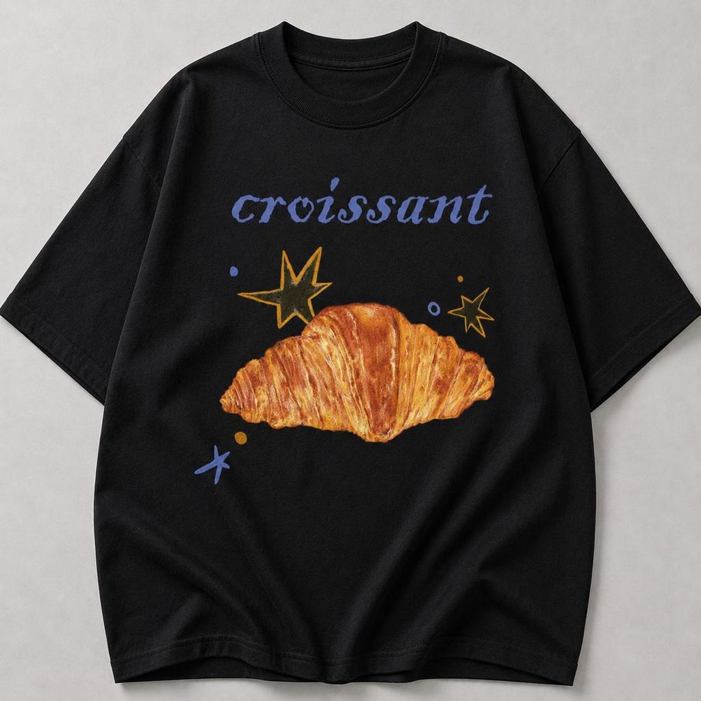 Watercolor Croissant Graphic Tee, French Bakery Shirt, Parisian Cafe Lover Gift