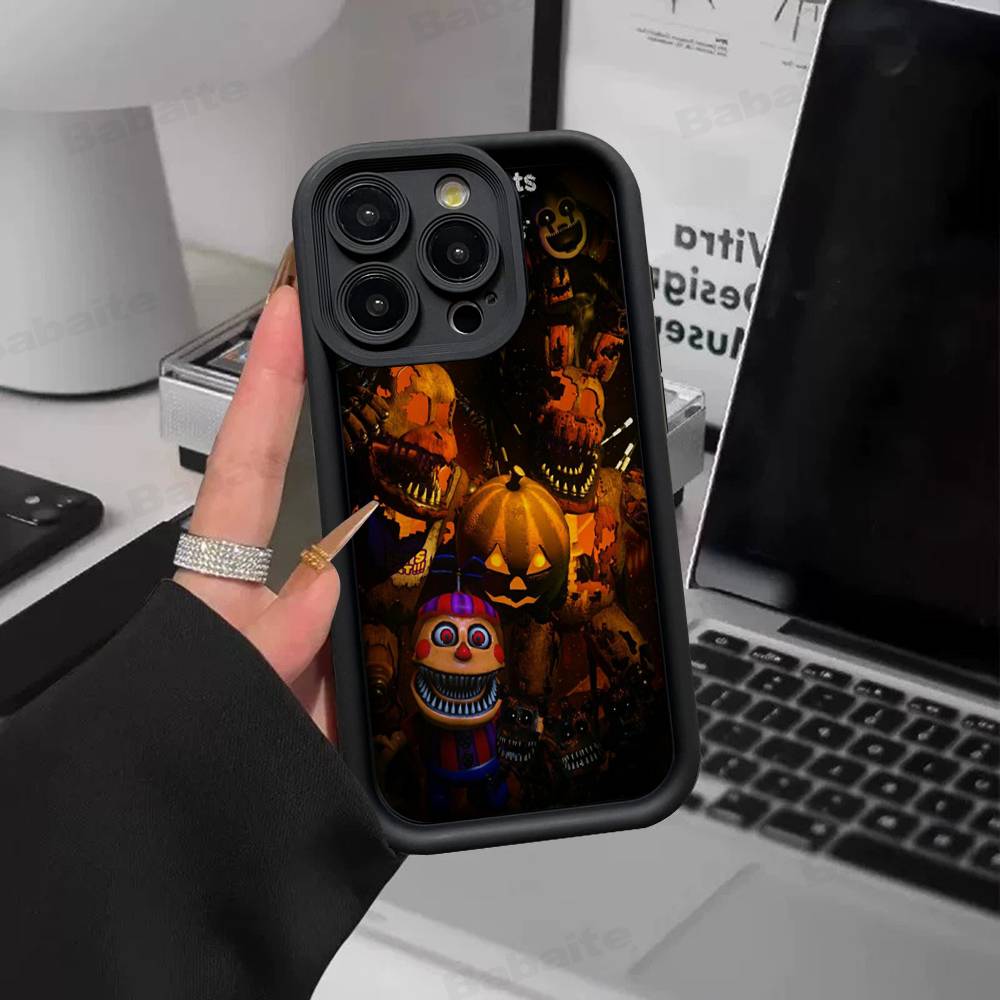 F-FNAF Пять ночей с Фредди Силиконовый Мягкий Чехол Для Телефона Для iPhone 17 16 15 14 Plus 13 12 Mini 11 Черный Чехол