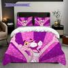 Cartoon Cat Pink Background Bedding 1 Duvet Cover 2 Pillowcase Without Core Bedding Set Soft And Comfortable Christmas Birthday Gift
