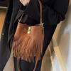 2025 осень популярный десерт ретро трендовый нишевый замшевый с бахромой сумка портативная на плечо кроссбоди сумка-ведро