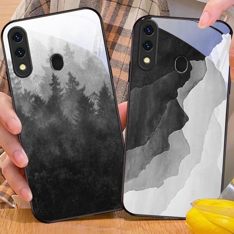 Керамический чехол для телефона Samsung Galaxy A50 A52 A52s A53 A54 A55 A56 A51 A80 A70 A71 A35 A34 A30 A26 A25 A22 с рисунком в стиле китайской живописи тушью