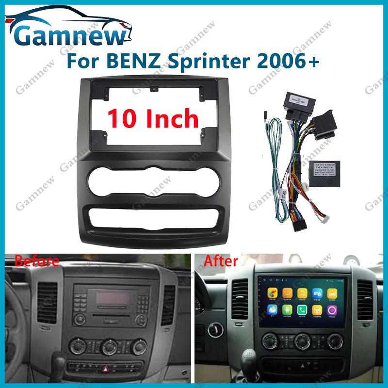 10 Inch Car Frame Fascia Canbus Box Adapter Android Radio Dash Fitting Panel Kit For BENZ Sprinter 2006