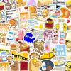 50 шт. Водонепроницаемые молочно-желтые наклейки с рисунками еды (молоко, масло) для DIY чехла для телефона и украшения ноутбука
