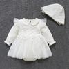 Princess Baby Girl Tassel White Dress Long Sleeve Spring Autumn Lace Party Dresses + Hats