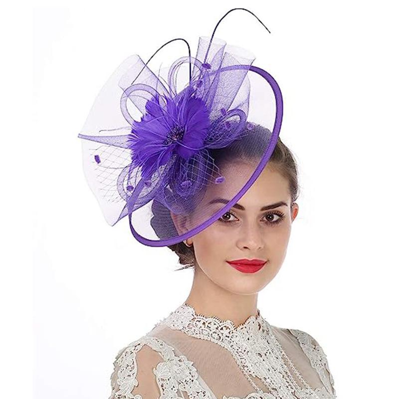 Bridal Headgear Retro Mesh Top Hat Feather Hair Accessories Hairpin Top Hat Headband Exaggerated
