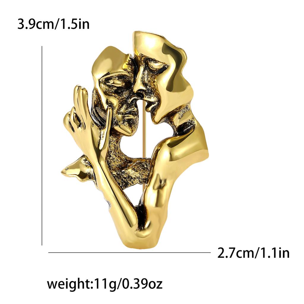 Fashion Retro Alloy Kiss Lover Shape Brooch Simple Temperament Men'S And Women'S Clothing Corsage Jewelry Pin