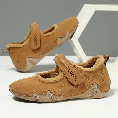 Флисовые Теплые Большого размера Женские Туфли Уличная Повседневная Обувь Зимняя Обувь Кроссовки На липучке Одинарная Обувь