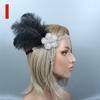 Women Cocktail Feather Headband 1920s Vintage Gatsby Party Headpiece Rhinestone Beaded Lady Black