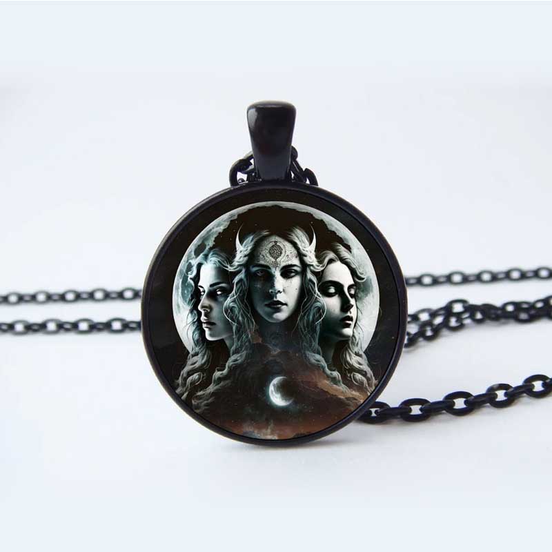 Лунная Богиня Шея Цепочка Ожерелье Кулон Стеклянный Кабошон Ожерелье Женское Ожерелье Ювелирные Изделия