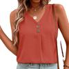 Women Casual Sleeveless Solid Color Button Vest Pullover Summer Top