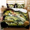 Pike Fish Bedding Striped Bass Big Pattern Hunting And Fishing Themed Duvet Cover For Kids Boys BedRoom Decorations For Teens