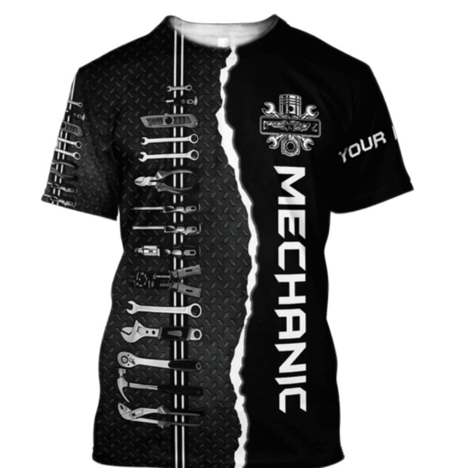 Летняя Модная Мужская Футболка Персонализированная Механик 3D Печать Короткий Рукав Модная Удобная Большого Размера Футболка