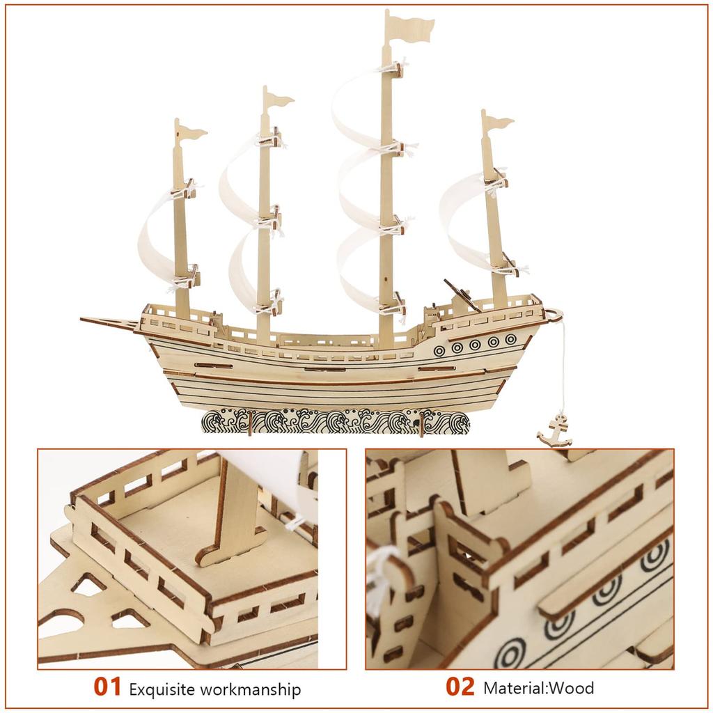 SAFIGLE Парусник Деревянная головоломка DIY 3D-головоломка для сборки моделей кораблей и парусников для детей.