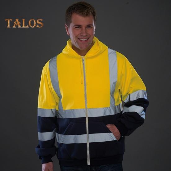 Светоотражающая защитная толстовка с капюшоном, светоотражающие зоны на 360 градусов, высокая видимость, быстросохнущая, с длинными рукавами, ночное пальто для строителей на открытом воздухе ночью