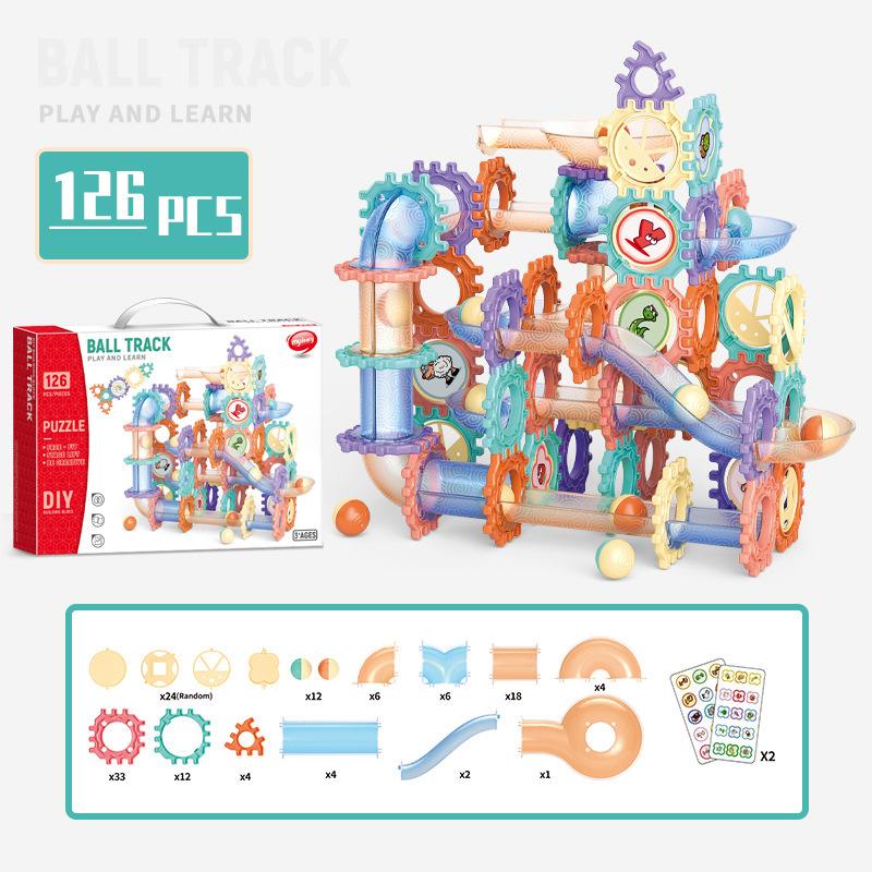 Children'S Diy Variable Splicing Ball Building Block Assembly Toy Three-Dimensional Ball Track 72Pcs Building Block Toy