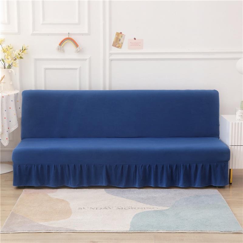 Solid Color Elastic Folding Sofa Bed Cover With Skirt Without Armrest Sofa Cover Seat Furniture Couch Cover for Living Room
