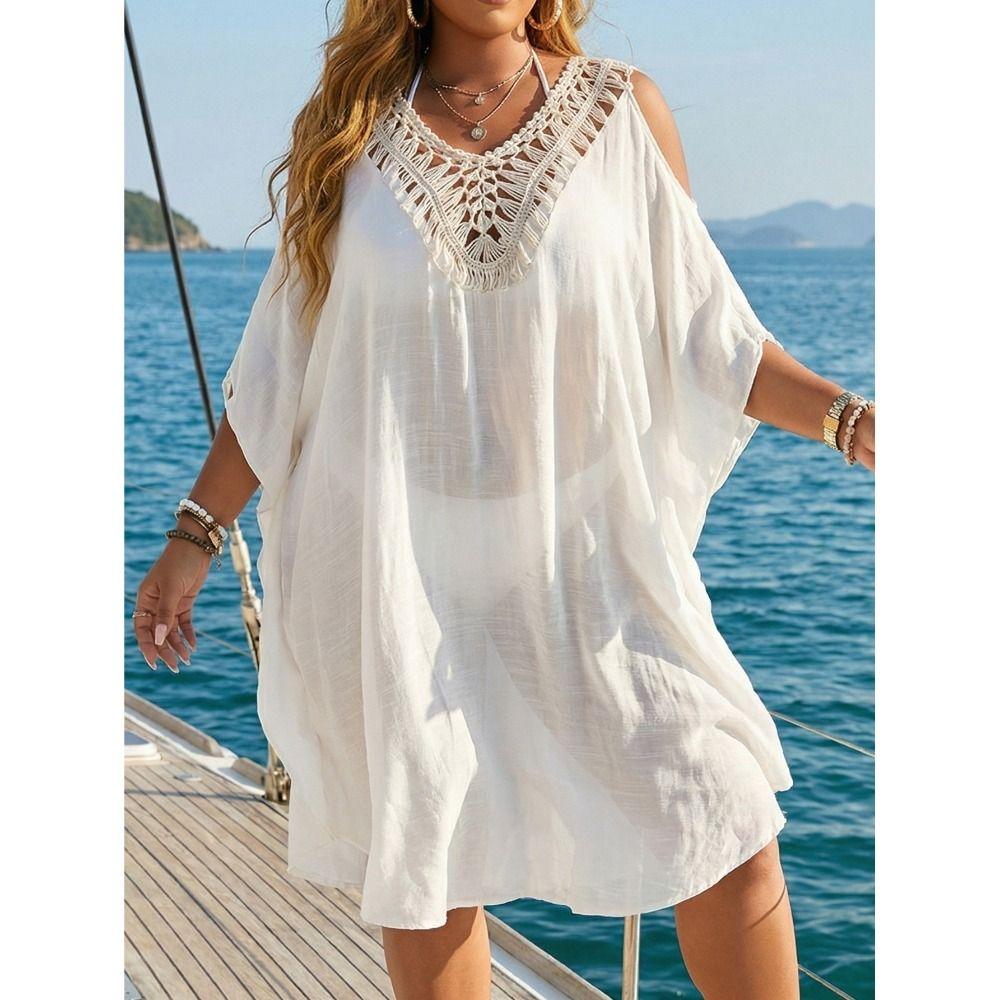 Backless Summer Sunscreen Smock V Neck Beachwear Shirt Fashion Bikini Cover-Ups for Women