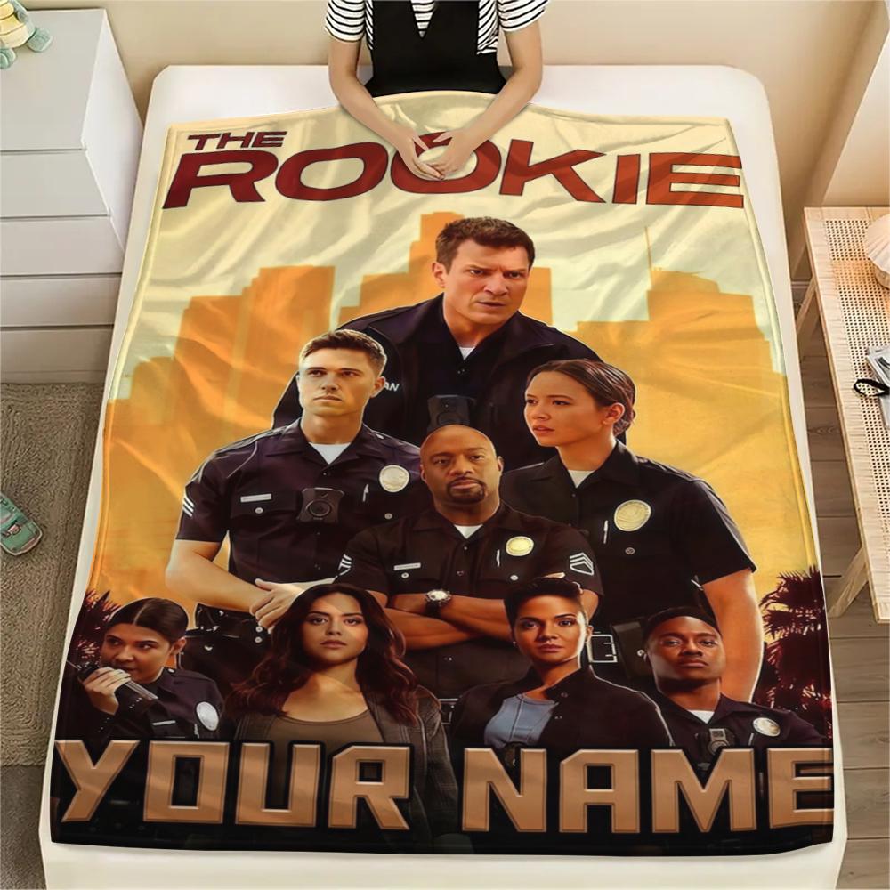1PC Custom Name The Rookie Patterned Flannel Blanket Suitable For All Seasons for Home Decor Warmth and Comfort Gifts Holiday Present_lx