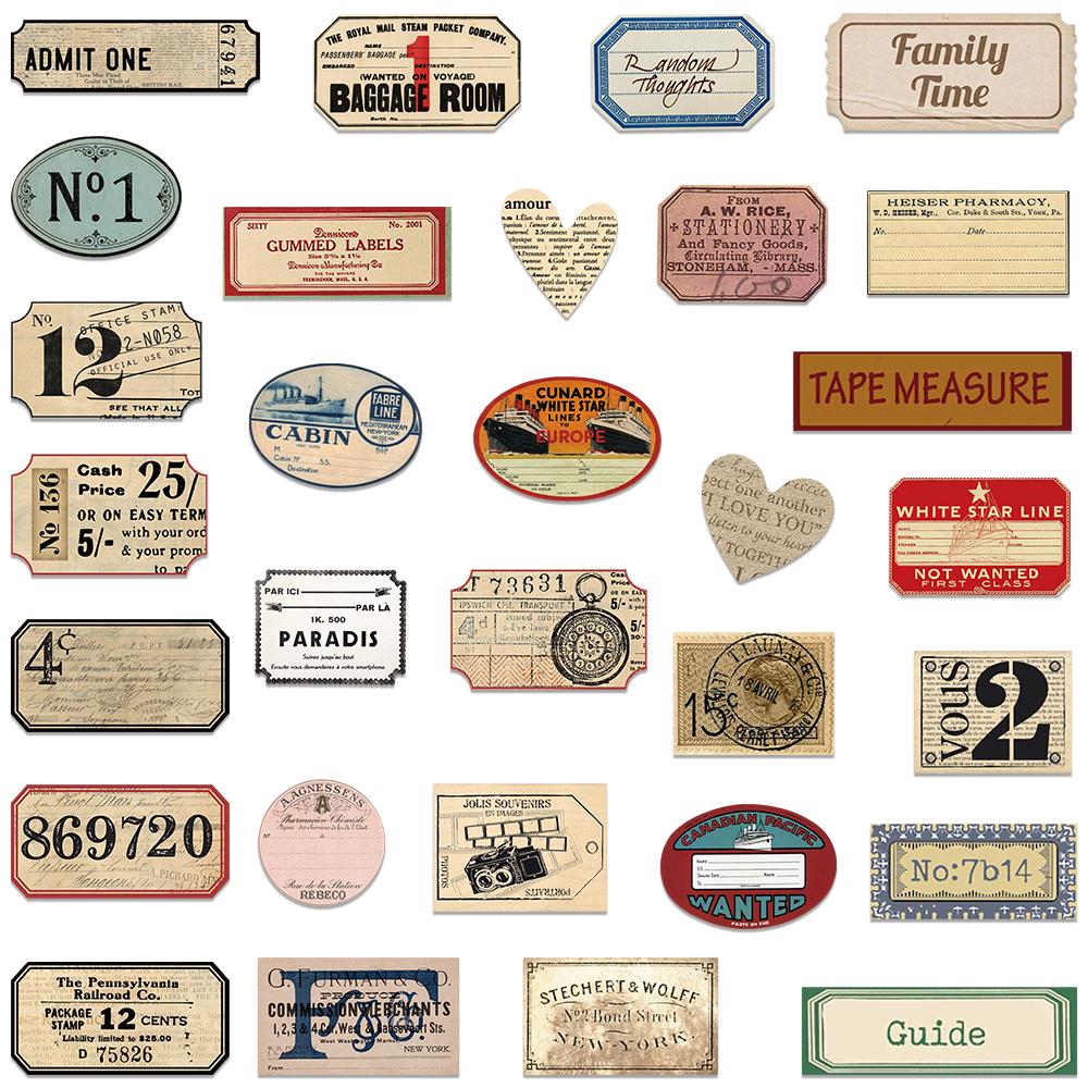 60Pcs Retro Sealing Labels Tag Stickers Vintage Vinyl Decals Diy Wall Diary Suitcase Scrapbook Phone Motorbike Graffiti Sticker
