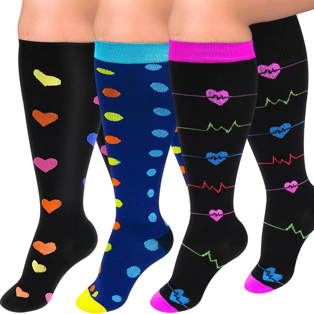 1/3 Pairs Plus Size Compression Socks For Women Wide Calf Knee High Support For Running Athletic Fit Cycling