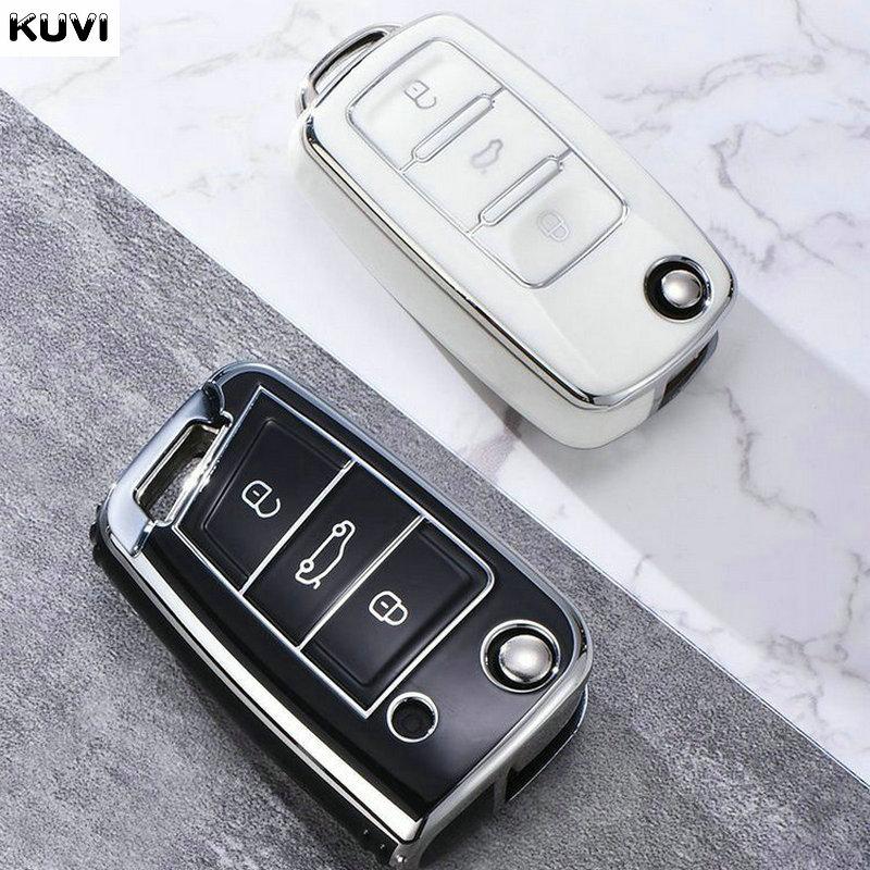 Auto Key Fob Cover Case Housing Remote Fit For Vw Volkswagen Golf Polo Tiguan Magotan Passat Seat Leon Altea Ateca Skoda Kodiaq Superb Octavia