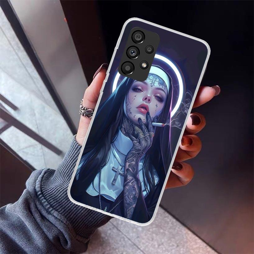 Dark Demon Nun Phone Case For Samsung Galaxy A12 A52S A42 A32 A22 A51 A50 Note 20 Ultra 10 S10 Plus A71 A70 A31 A30 A10S Galaxy