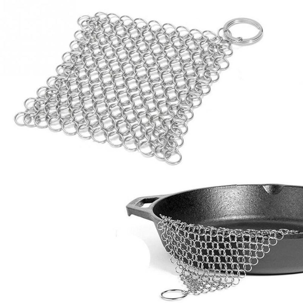 Durable Chainmail Cookware Wok Cleaning Cast Iron Cleaner Kitchen Tool Stainless Steel Pan Brush
